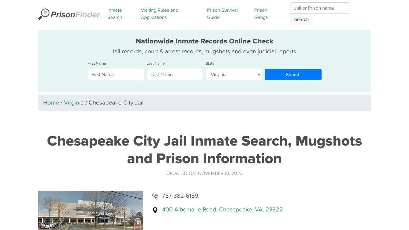 Chesapeake City Jail Inmate Search, Mugshots, Visitation, Phone no ...